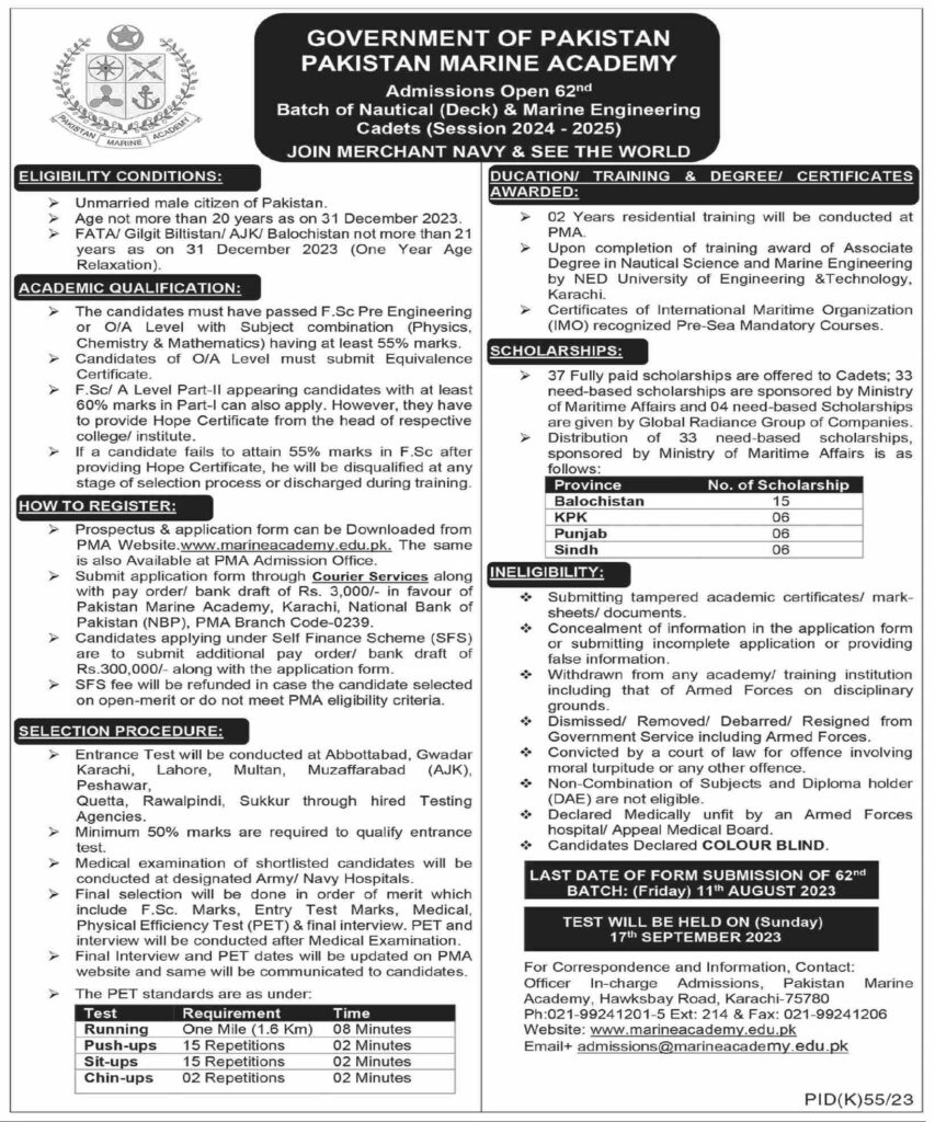 Join Pakistan Navy Academy Admission 2023 Apply Online
